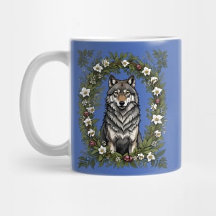 Minnesota Wolf Surrounded By Lady's Slipper Flowers 2 Mug